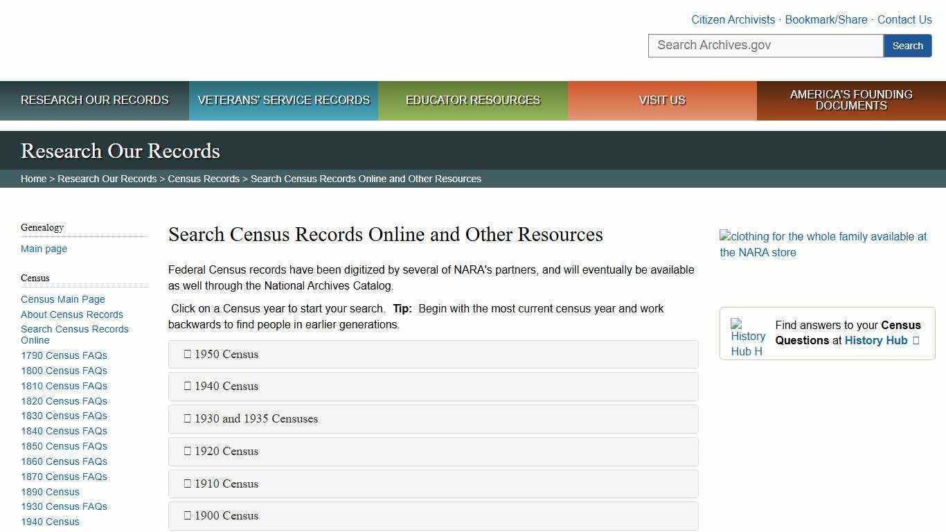 Search Census Records Online and Other Resources | National Archives