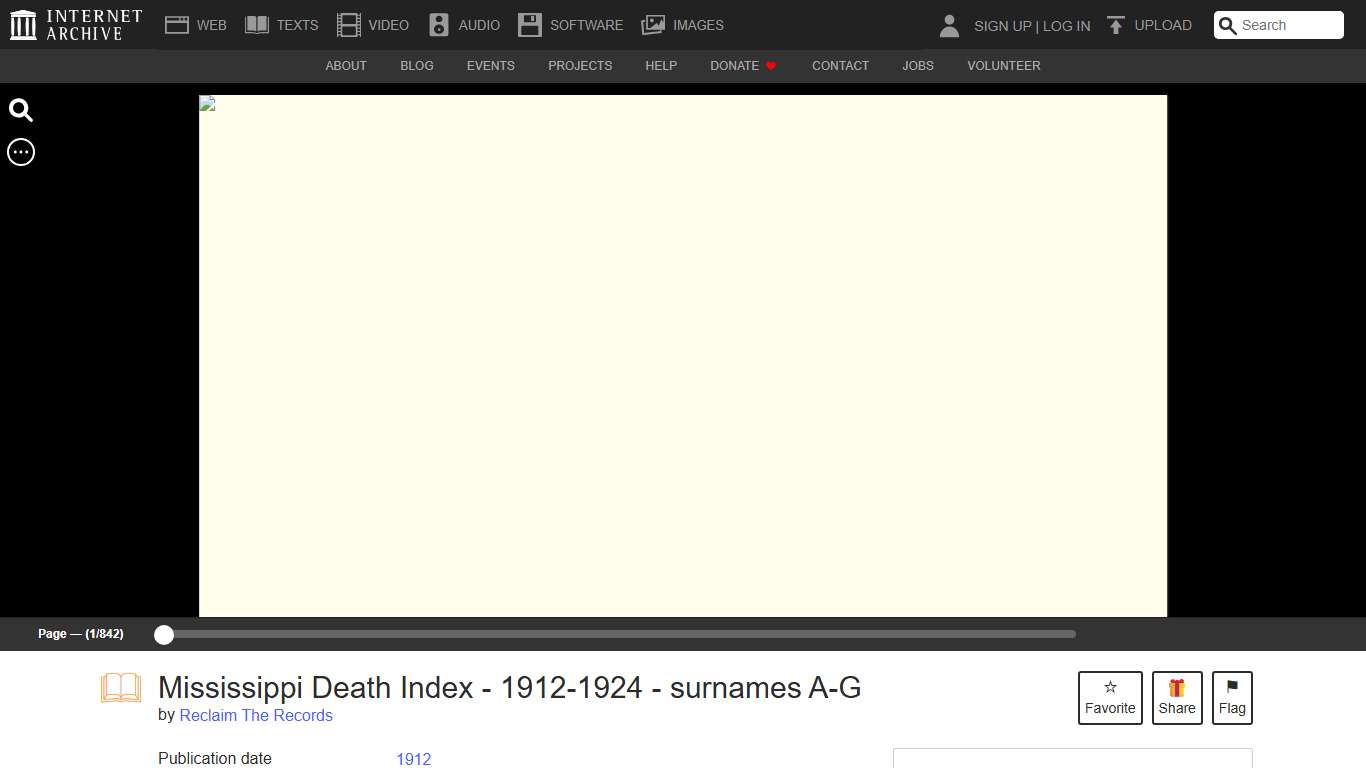 Mississippi Death Index - 1912-1924 - surnames A-G : Reclaim The Records : Free Download, Borrow, and Streaming : Internet Archive